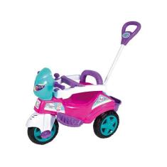 Triciculo Rosa para Passeio com Empurrador - Menina - Maral, Rosa, azu