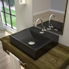 Kit Cuba Q39 com Válvula Click 1 Pol. 1/2 Sifão Cromado e Flexível Compace Preto