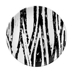 Prato de textura de linha vertical escovado decorativo de porcelana Salver louças de jantar