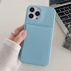Carteira de Couro Luxo Capa para Cartão Carteira para iPhone 14 Pro Max 11 12 13 Mini XR X XS 8 7 Plus SE Photo Slot Stand Cover, Azul, Para iPhone 13