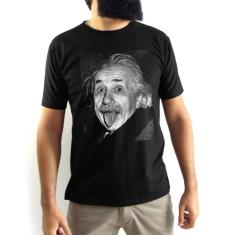 Camiseta Masculina  Albert Einstein Língua Clássica Preta