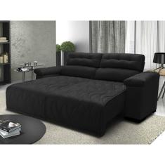 Sofá 2,82m Retrátil e Reclinável com Molas Cama inBox Top Tecido Suede Velusoft Preto