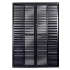 Porta Balcão Central Veneziana 6 folhas Topsul 210x150cm Esquadrisul Preto