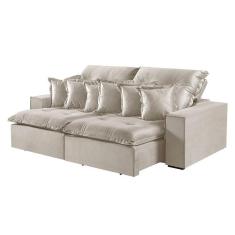 Sofá 3 Lugares Retrátil E Reclinável M-144 Veludo Martins Creme