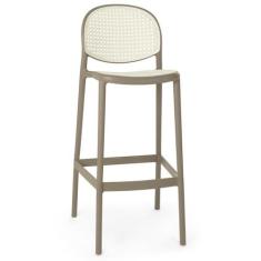 Banqueta Alta com Encosto Roma em Polipropileno - Branco/Cinza Escuro 