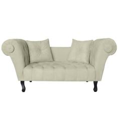 Recamier Divã Namoradeira Dubai Capitonê Suede Bege - DS Estofados