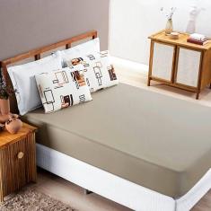 Jogo De Lençol Grace King 3 Peças Malha 100% Algodão Avelã