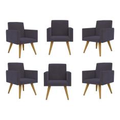 Kit 06 Cadeiras Poltronas Decorativa - Escritório - Recepção Cor:cinza