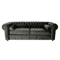 Sofá Chesterfield 03 Lugares 2.30 Cm Cor Cinza New Velu 012 Jr