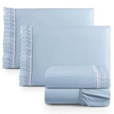Jogo de Lençol Cama King Size 4 Peças 100% Algodão Percal 180 fios Com