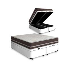 Cama Box Com Baú Queen + Colchão De Molas - Anjos - Classic Superlasti