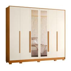 Guarda Roupa Fascínio com Espelho 6 Portas Cinamomo/Off White  - ABZ