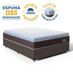 Cama Box com Colchão de Espuma D33 Pillow Top Comfort Luxo Casal 138cm