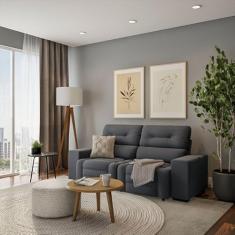 Sofá Retrátil e Reclinável 3 Lugares Berenice Suede Grafite