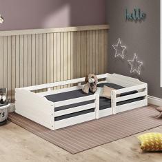 Cama Montessoriana Em Madeira Maciça Malta Casatema Branco
