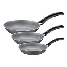 Jogo de Frigideiras Tramontina Turim em Alumínio com Revestimento Interno e Externo em Antiaderente Starflon Max Chumbo 03 Peças