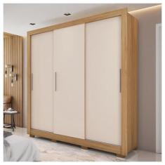 Guarda Roupa Casal 3 Portas 2 Gavetas Com Pés Duas Cores Bicolor - Cae