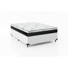 Cama Box Casal 138 Sintético Branco com Colchão Espuma D33 One Face - Bello Box - 58X138X188