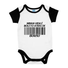 Body Raglan Para Bebê Engraçado Boleto Contas A Pagar - Loja Bobkin
