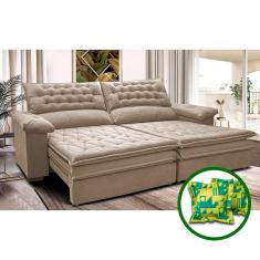 Sofá Retrátil e Reclinável 2,52m Molas Ensacadas Cama inBox Alemanha. com Viscoelástico Velusoft