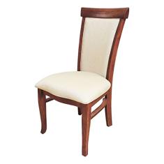 Cadeira de Jantar Estofada Mônaco 48 x 102 Cm Madeira Maciça Imbuia Linho Bege M58 - RMI