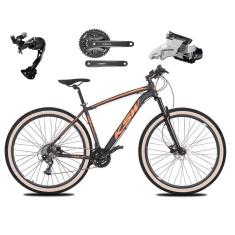 Bicicleta Aro 29 Ksw Xlt Alumínio Câmbio Traseiro Shimano Alívio e Altus 27v Freio Hidráulico Garfo Com Trava Pneu com Faixa Bege - Preto\Laranja