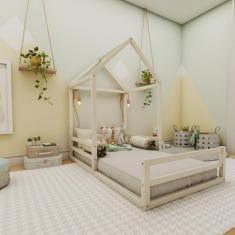 Cama Meia Casinha Infantil Ludika Mobília Branco Acetinado