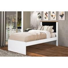 Cama de Solteiro em Mdp/mdf Barcelona Branco/Preto