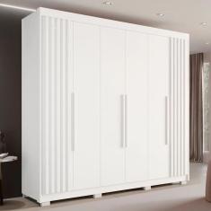 Guarda Roupa Casal Ripado com 6 Portas e 6 Gavetas Granada - Sallêto  - Branco