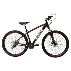 Bicicleta Aro 29 Ksw Xlt Alumínio 24v Câmbios Shimano Garfo Com Trava No Ombro - Preto-vermelho-branco Tam.15