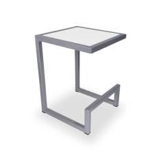 Banqueta Banco Baixo Rochester Cozinha Área Gourmet Prata e Branco - G