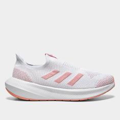 Tênis Feminino Adidas Lite Flow, Branco, Rosa, 37