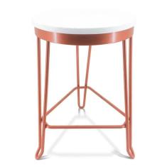 Banqueta Banco Baixo Guatemala Estilo Industrial - Cobre/Branco - Genu