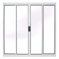 Janela de Alumínio Branco Vitro de Correr 4 Folhas Sem Grade CMC Modul