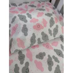 Lençol para berço 2 peças padrão americano algodão percal nuvem - Lonh