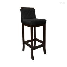 Banqueta Alta para Bancada Nice Madeira Maciça Matelassê Suede Preto C