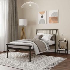 Cama Solteiro em Aço Begônia CabeCasa MadeiraMadeira Estanho