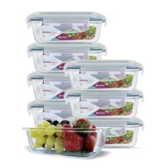 Conjunto 8 Potes Vidro Hermético Marmita Mantimentos 370ml