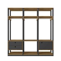 Guarda-Roupa Closet Modulado Titan 1 pt 2 gv Preto e Freijó