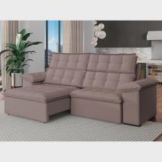 Sofá 4 Lugares Retrátil Reclinável 270cm Denver Cappuccino