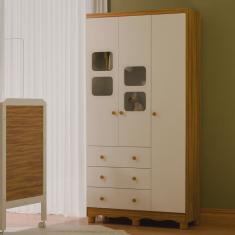Guarda-roupa Infantil 3 Portas com Janelas e 3 Gavetas 100% Mdf Mimo Espresso Móveis