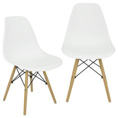 Kit 2 Cadeiras Charles Eames Eiffel Wood Design - Branca Branco
