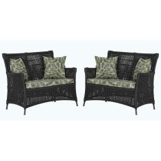 2 Sofás área Externa Igapó Alumínio Marrom Corda Náutica E5 Preto