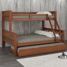 Beliche Casal/Solteiro De Madeira Com Cama Auxiliar Solteiro