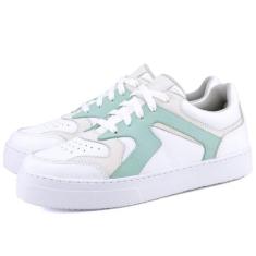 Tênis Casual Mr. Gutt De Couro Branco, Verde, Mulher, 37