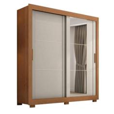 Guarda Roupas Casal com Espelho 2 Portas de Correr 4 Gavetas Titanium 