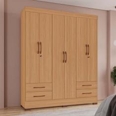 Guarda Roupas Portofino 100 MDF 6 Portas 4 Gavetas - MH Móveis, Freijó