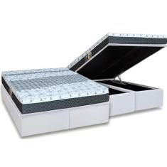 Cama Box Baú Queen: Colchão Molas Castor Bonnel System Class One Face 
