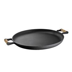Frigideira Paella Ferro Fundido Sem Tampa Alças Madeira 6,5 Litros 48cm