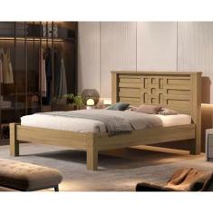 Cama De Casal Laura 100% Mdf  - Extrado Madeira Amendoa Basoto
